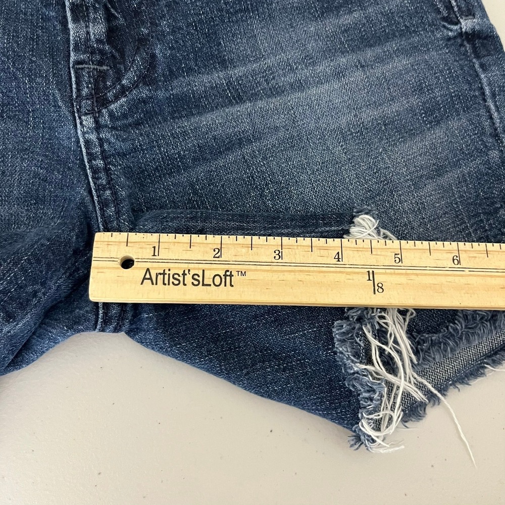 7 For All Mankind Womens Cut Off Denim Shorts Dark Wash Raw Hem Size 25 - Picture 7 of 12